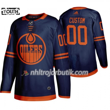 Barn Ishockey Edmonton Oilers tröja med eget tryck Adidas 2019-20 Blå Authentic